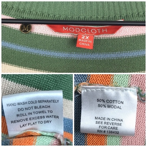 MODCLOTH Catchy Attitude Vneck Stripe Sweater 2x - Picture 7 of 8